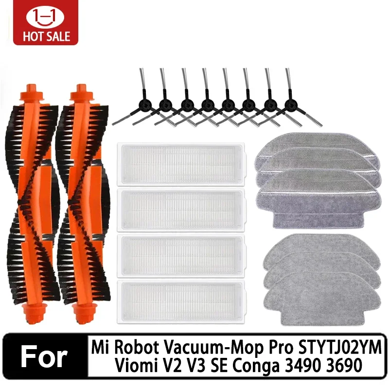 For Xiaomi Mi Robot Vacuum-Mop Pro STYTJ02YM Viomi V2 V3 SE Conga 3490 3690 accessories Main Side Brush Hepa Filter Mop Parts