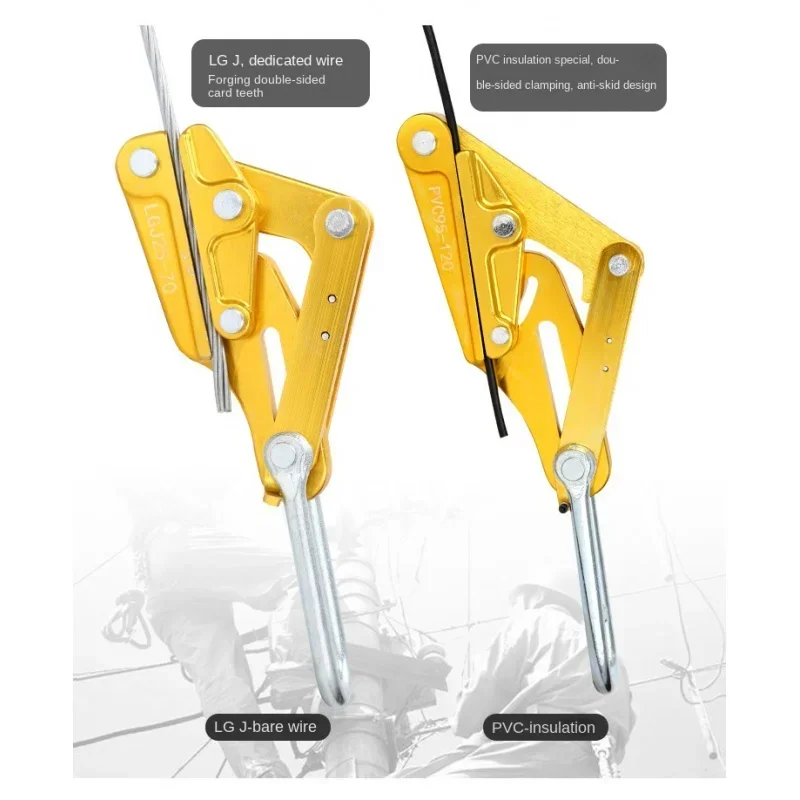 Heavy Duty Aluminum Magnesium Alloy Cable Gripper Anti Slip Wire Tensioner Power Line Clamp Electrician Construction Hand Tool