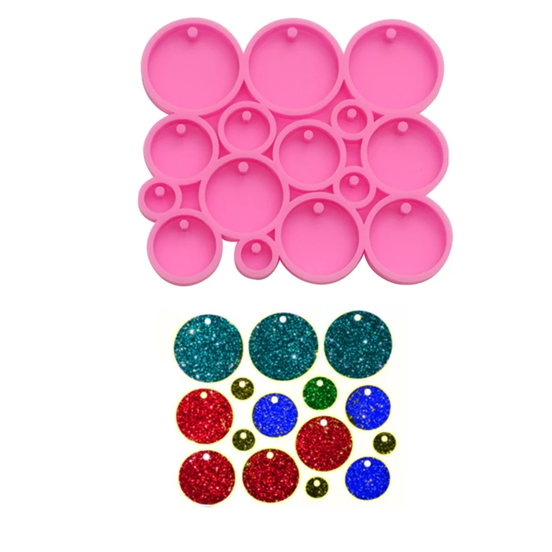 Shiny Round Circle Silicone Keychain Mold Many Circles Tiny Resin Epoxy Mold DIY