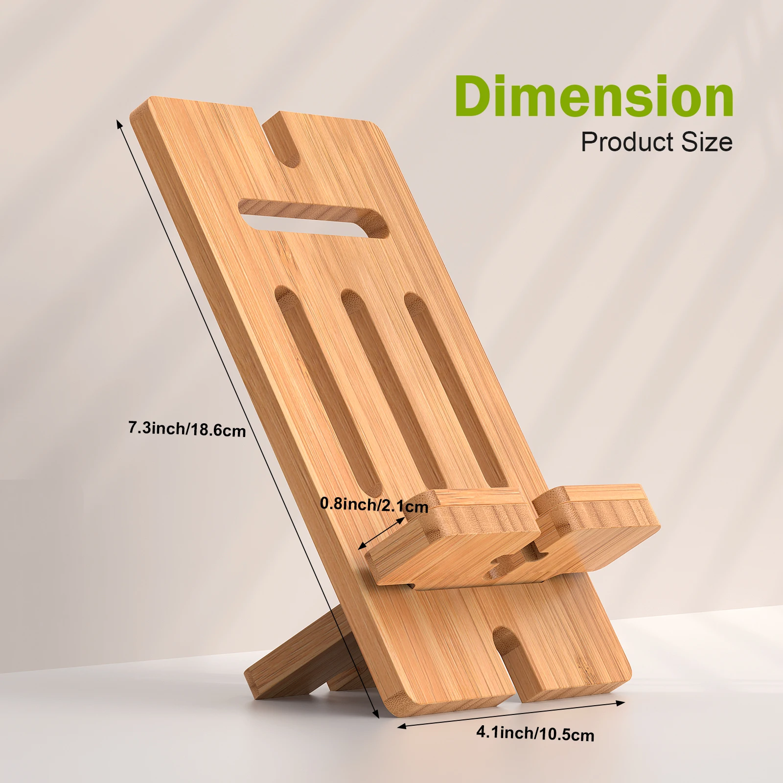 Soporte de bambú para teléfono móvil de escritorio, Base de soporte para tableta de carga, práctico soporte de madera para persona perezosa