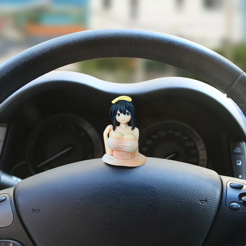 Cute Kanako Chest Shaking Girls Car Ornaments Cartoon Kawaii Anime Statue Car Dashboard Sexy Doll Figurine Home furnishings