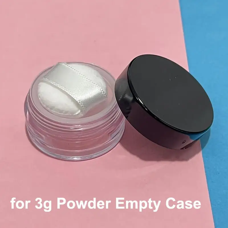 1 szt. Przenośny plastikowy pojemnik na puder sypki 3g z aplikatorem do makijażu, kosmetyczny przesiewacz, wielokrotnego użytku, przenośne pudełko na puder