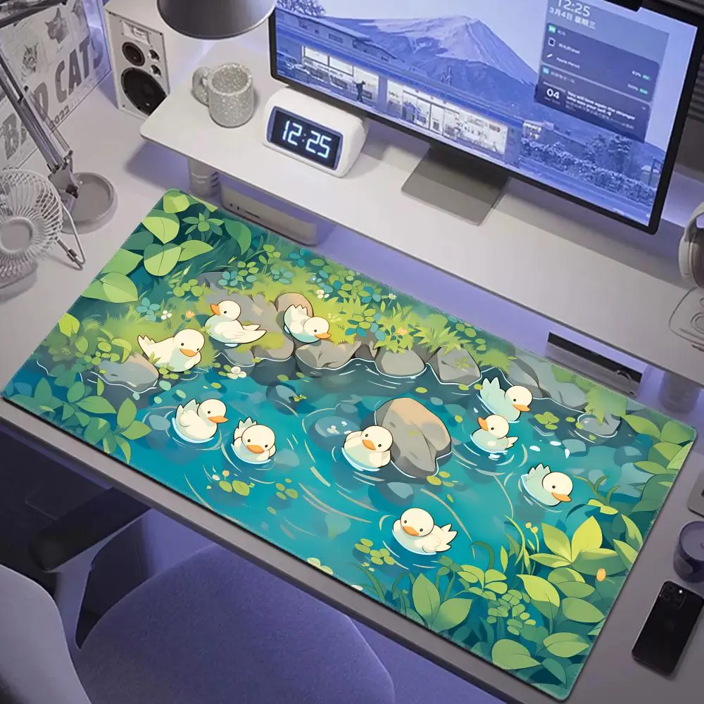 HYBXAXC Kawaii Cute Duck Gaming Mouse Pad Japanese Anime Duckling Deskmat Mousepad Desk Mat Aesthetic, Desk Mat Cozy Gamer Girl