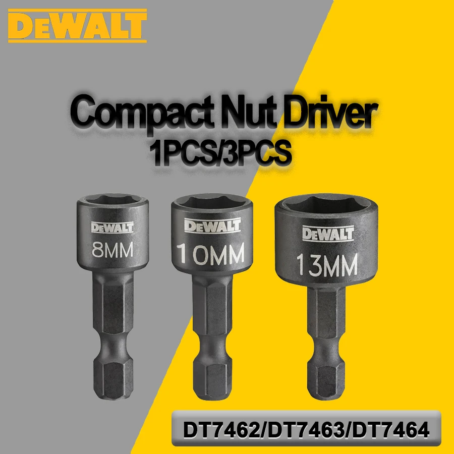 

Компактная гайка DEWALT 8/10/13 мм, 1 шт., шестиугольная магнитная головка, аксессуары для электроинструментов DT7462/DT7463/DT7464