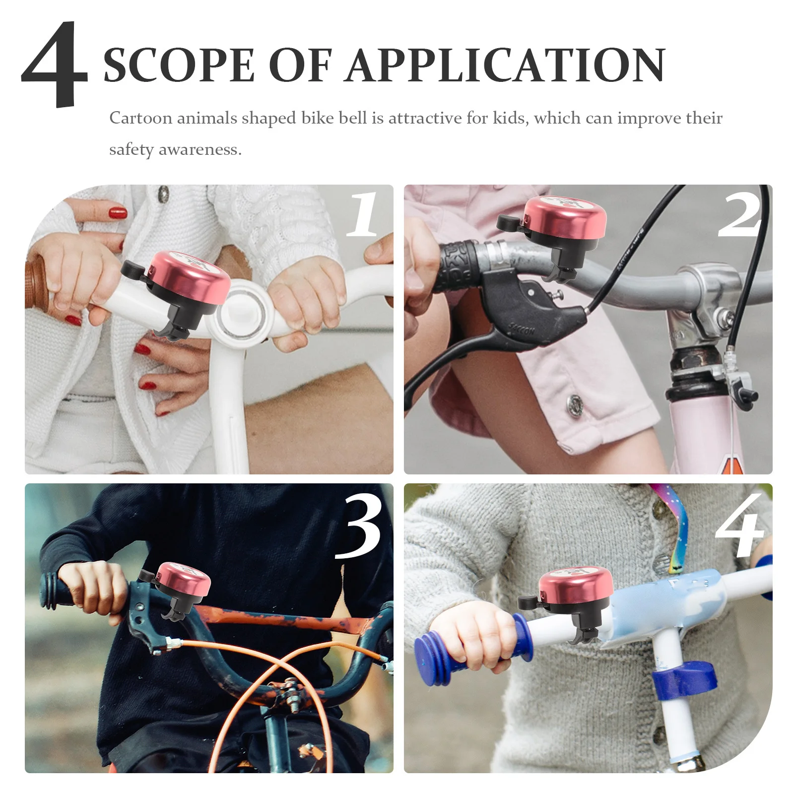 

1Set Cartoon Animals Bike Bell Lightweight Bicycle Bell Super Loud Handlebar Ring Horn for Children Bikes Cartoon Bike Horn