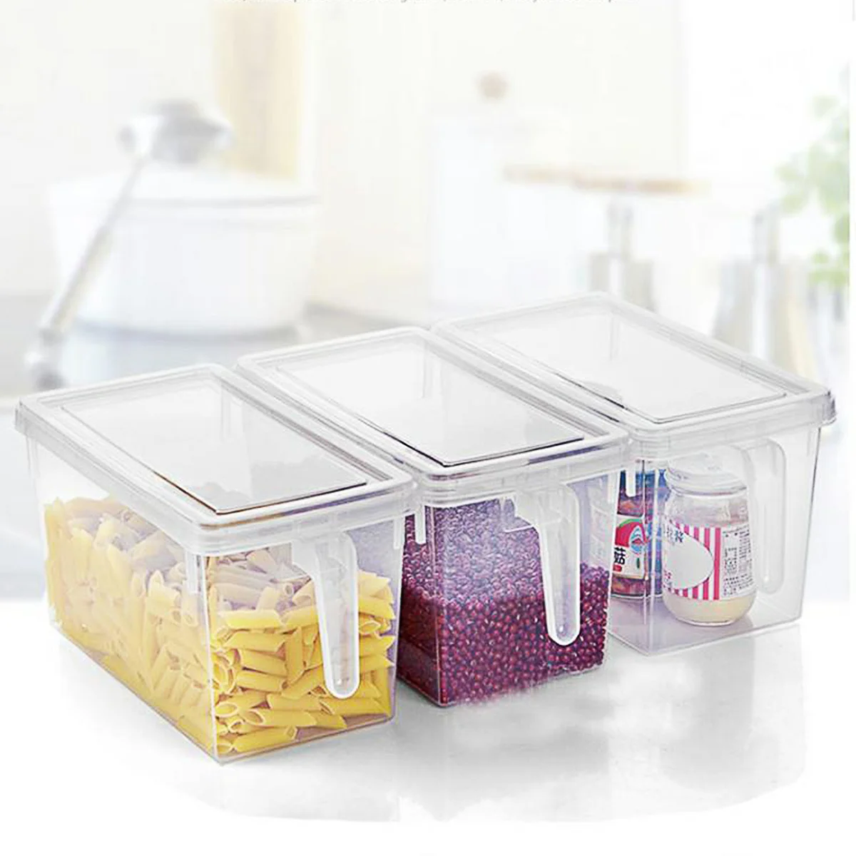 

2Pcs Fridge Storage Container Bin Transparent Plastic Organizer Box Large Volume Portable Handle Refrigerator Crisper Fruit