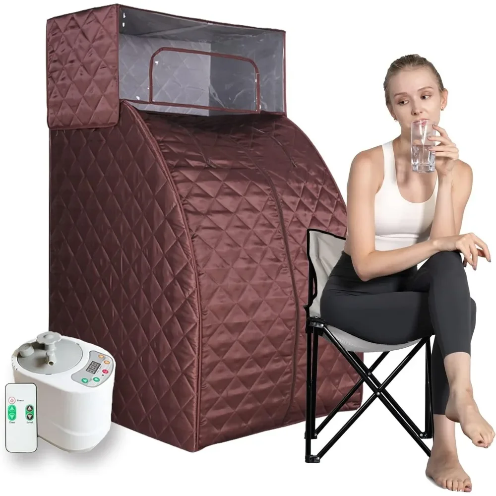 

Portable Steam Sauna Set, All in One Full Body Personal Home SPA Tent, Fast Heating 2L Steamer with Remote Control