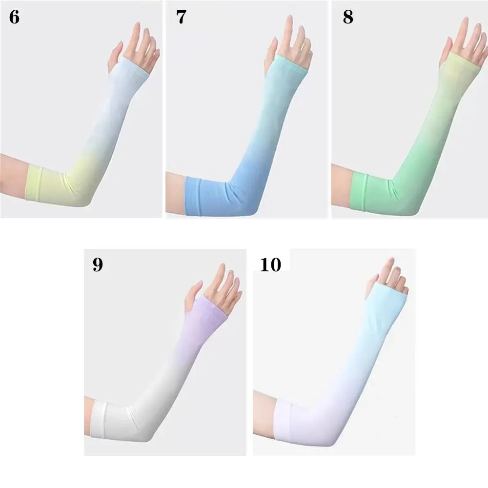 Mangas de brazo de protección solar de seda de hielo de Color degradado para exteriores, cubierta de codo Anti-UV