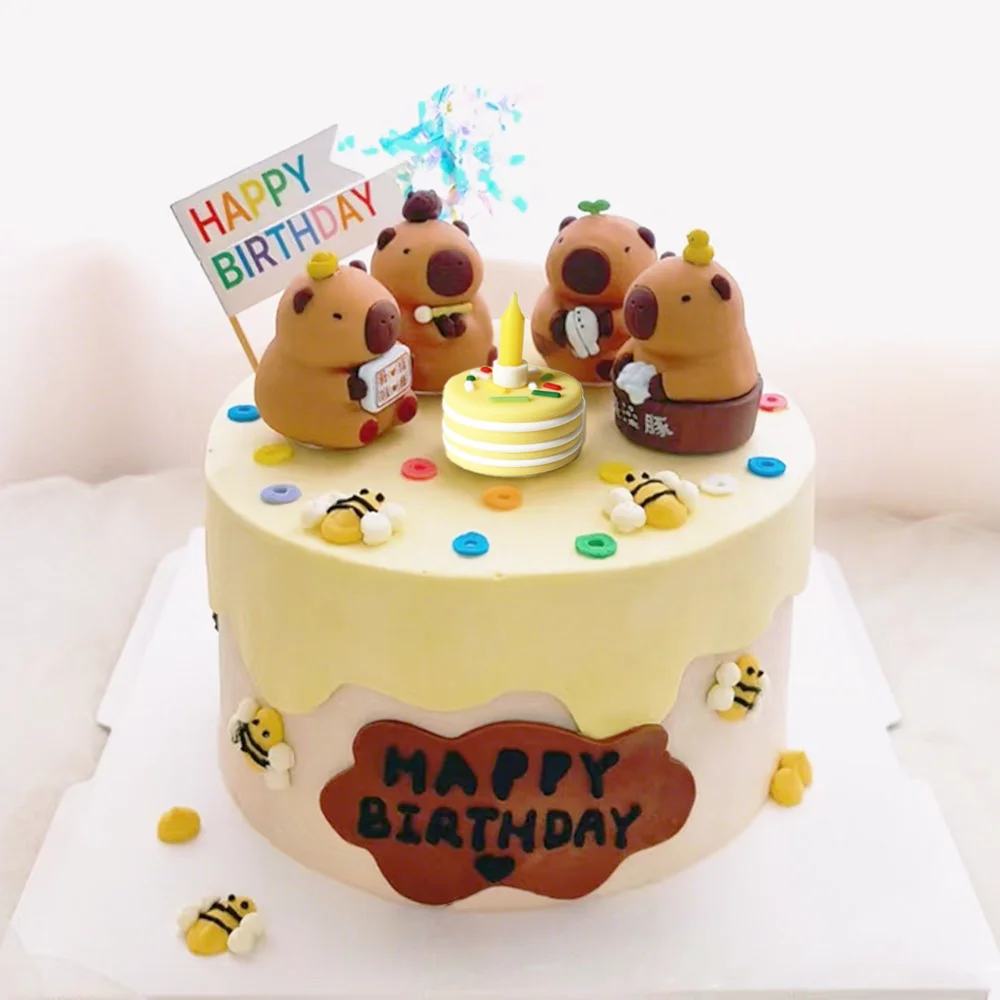 Capybara-Kuchenaufsatz, Capybara-Geburtstagsparty-Dekoration, Kunststoff, Capybara-Puppe für Kinder, alles Gute zum Geburtstag, Party, Kuchendekoration – Detail 1