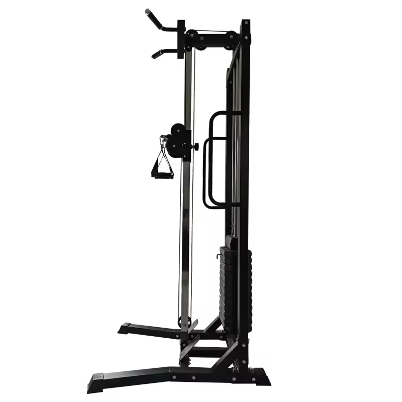 Adjustable pulley system cable crossover with weight stack