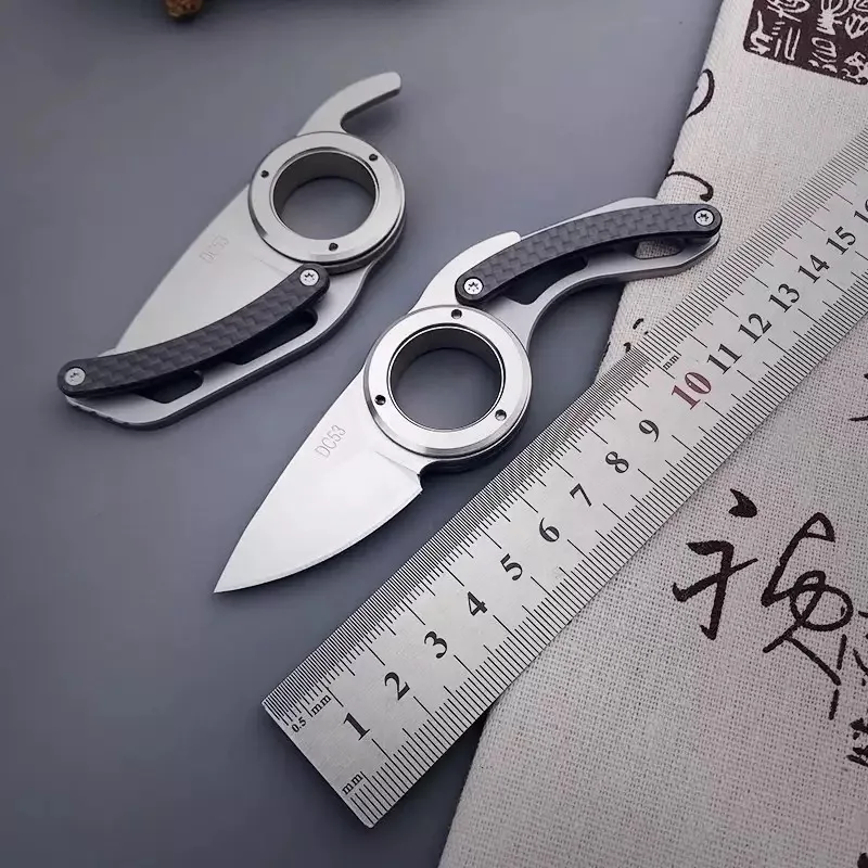 Folding Fruit Knife Portable and Sharp Outdoor Folding Knife Portable Self-defense Ring, Rotating Knife
