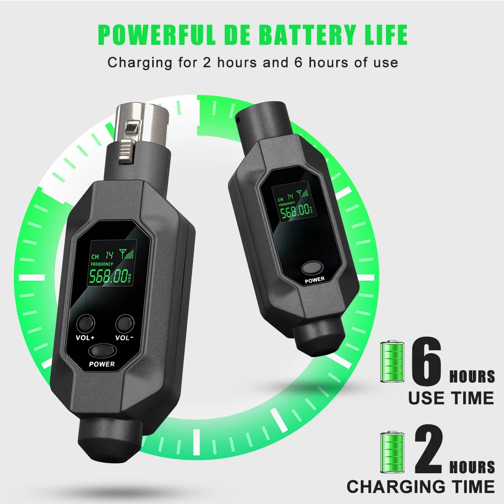 XGES Wireless Microphone Converter XLR Transmitter and Receiver Microphone Wireless System for Dynamic Microphone