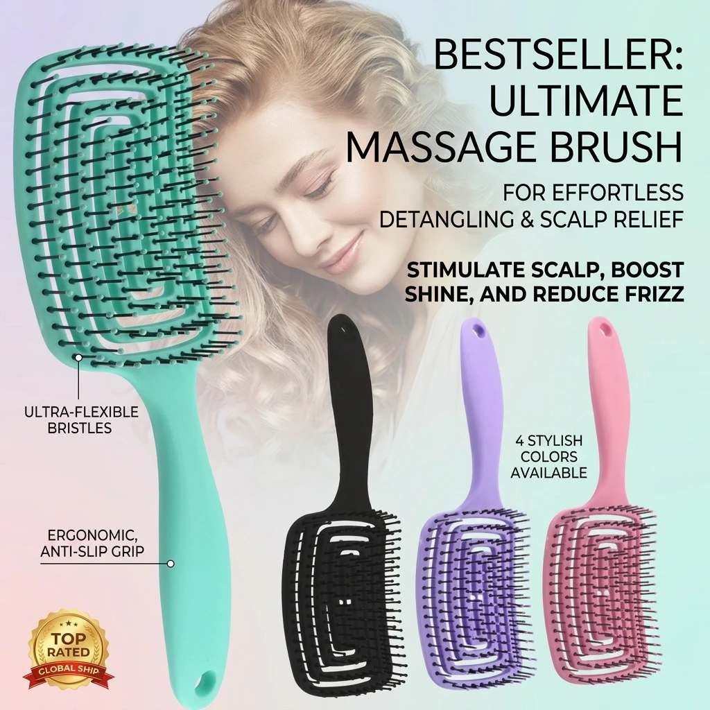 1pcs Volumizing Detangling Hair Massage Comb Hair Massage Comb With Hollowed-Out Design Hair Styling Tools For Real Hair Wigs
