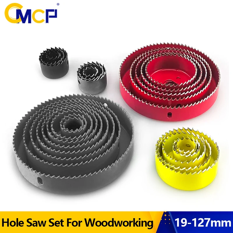 

CMCP 19-127mm Hole Saw Set Saw Cup Wood Crown Drill Bit For Gypsum Board Wood PVC Plastic Density Board Metal Woodworking Tools