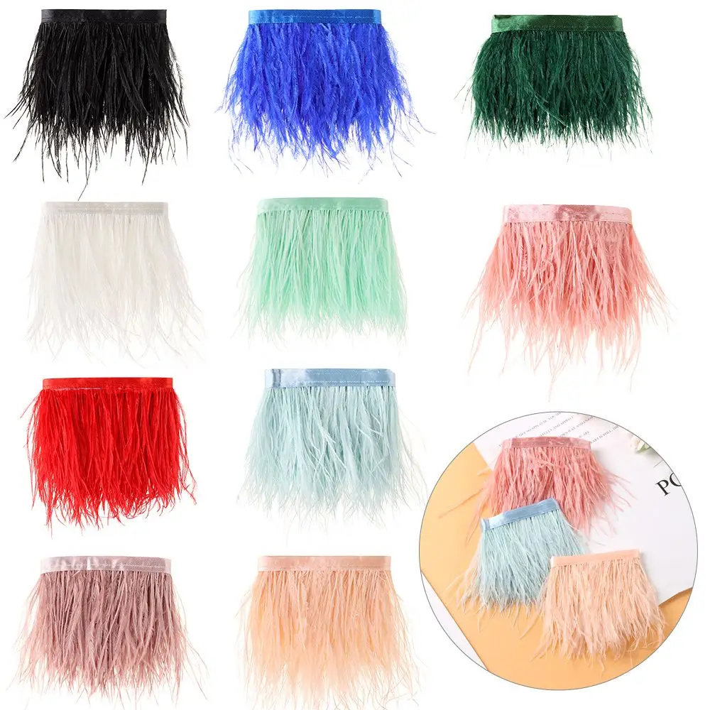 Decoration Feathers Ribbon Crafts Accessories Plumes Ribbon Selvage 1 Meter Long Ostrich Feathers Trim 8-10 CM Wide