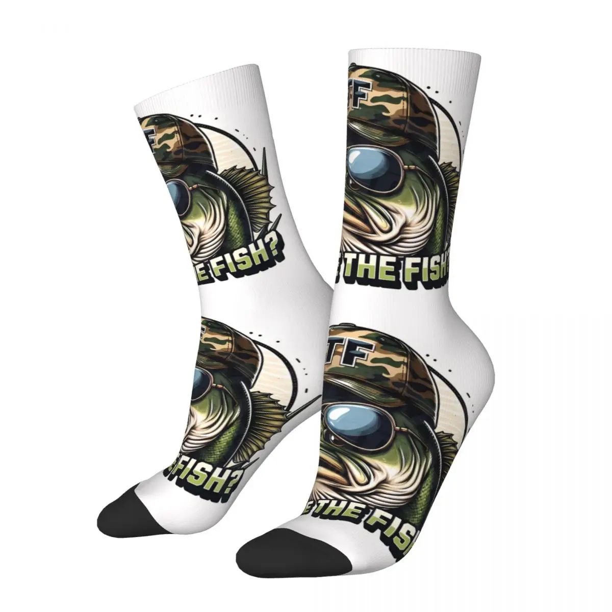 

Fish Fishing Socks Hiking 3D Print Boy Mid-calf Sock