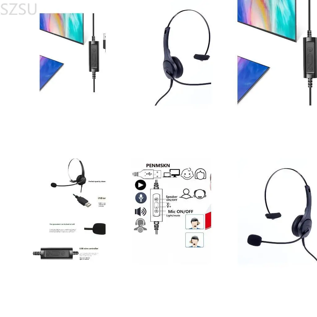 SZSU Professional Corded سماعة رأس الهاتف سماعة رأس مكالمة ضوضاء سماعة الرأس مع سماعة الرأس Micher RJ9 للكمبيوتر