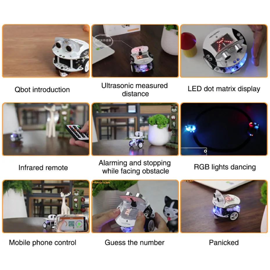 Kit per auto robot giocattolo con codifica Robot educativo Qbot Robot telecomandato con sensore ad ultrasuoni STEM