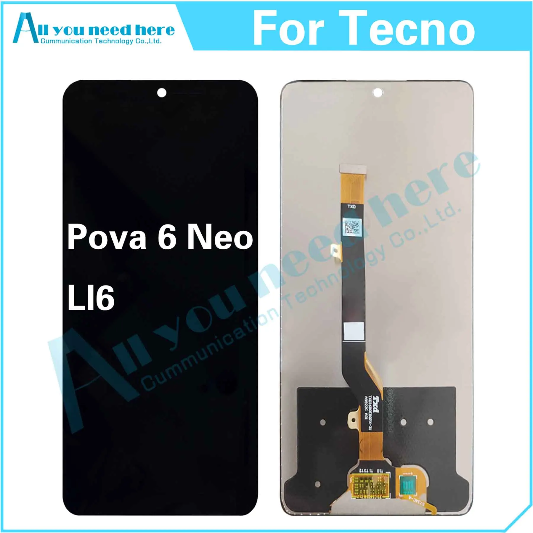 100% Test For Tecno Pova 6 Neo LI6 LCD Display Touch Screen Digitizer Assembly For Pova6Neo Repair Parts Replacement