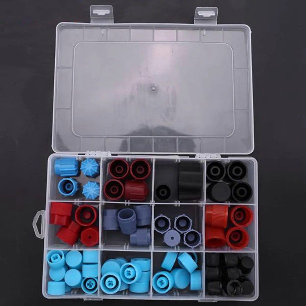 LTTX Car Auto R134A 77Pcs AC A/C System Valve Core Dust Caps Set Air Seal