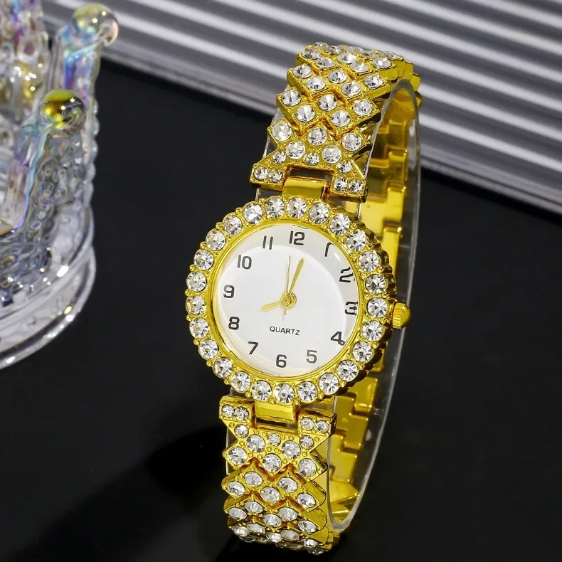 女性用高級時計,クリスタルブレスレット,クォーツ,スチールダイヤル,トレンディな時計,女性用ファッションブランド