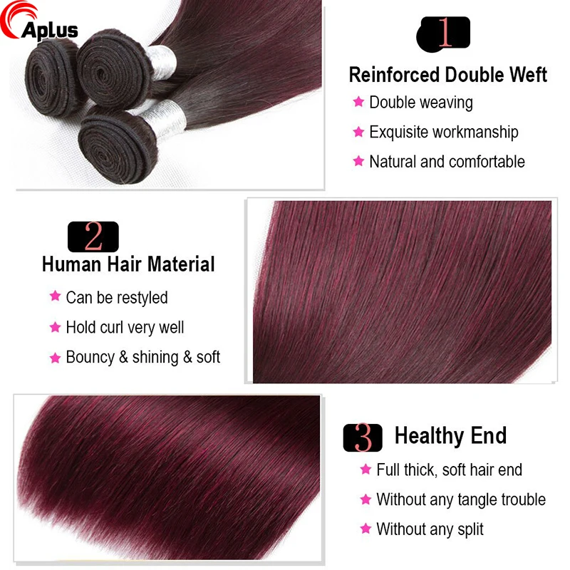 Mèches Indiennes Naturelles Remy Lisses avec Closure, Cheveux Humains Bruts, Blond Ombré 1b/27 99j