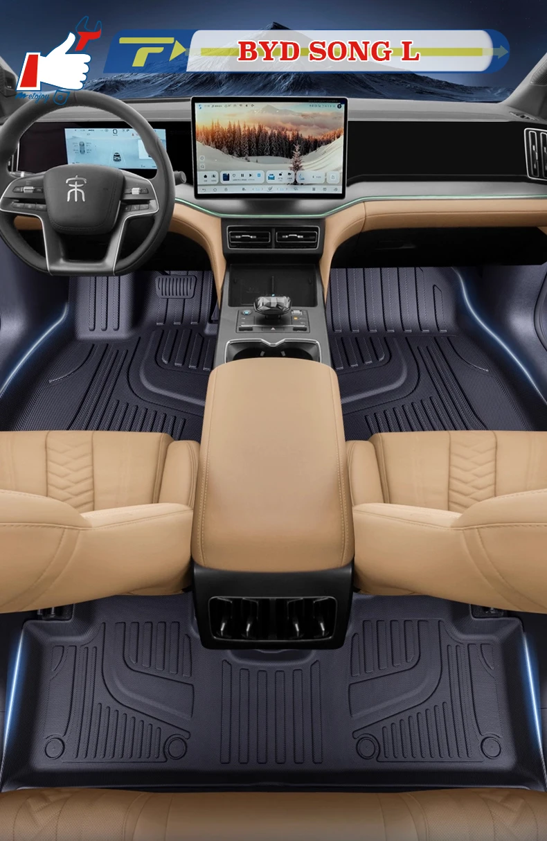 

Автомобильный коврик с левым рулем для BYD SONG L DM-i 2024, полностью окруженный коврик для ног, напольный коврик, напольный ковер, водонепроницаемый коврик