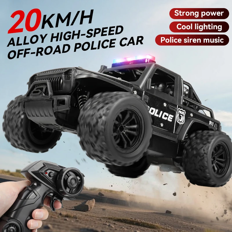 ZWN 1:16 alliage haute vitesse tout-terrain camion de Police voiture RC avec son de musique et lumières LED jouet extérieur 2.4G voitures télécommandées