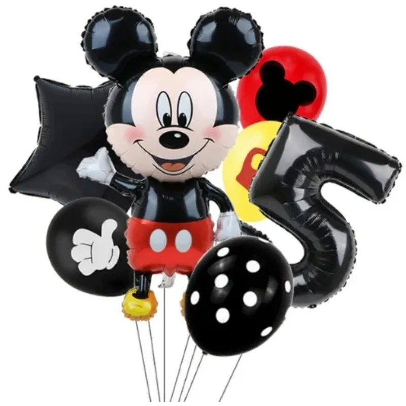 Juego de globos de película de aluminio de dibujos animados digitales para niños, decoraciones de cumpleaños con temática de Mickey de Disney