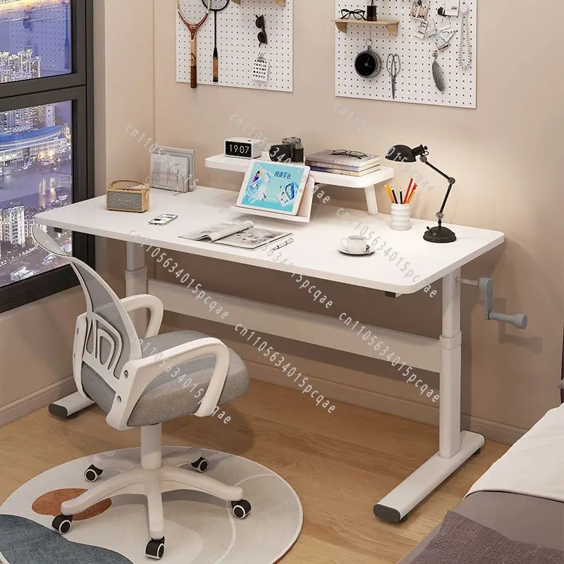 Primary School Desk and Chair Set for Home Homework Writing Height-Adjustable Children's Study Desk, Simple Desk with