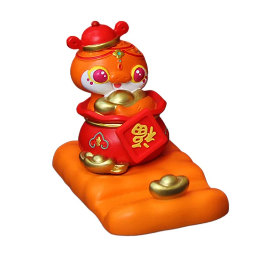 Zodiac Snake Cartoon Snake Figurine Resin Craft Slot Design Mobile Phone Stand Figurine Cute Snake Phone Holder