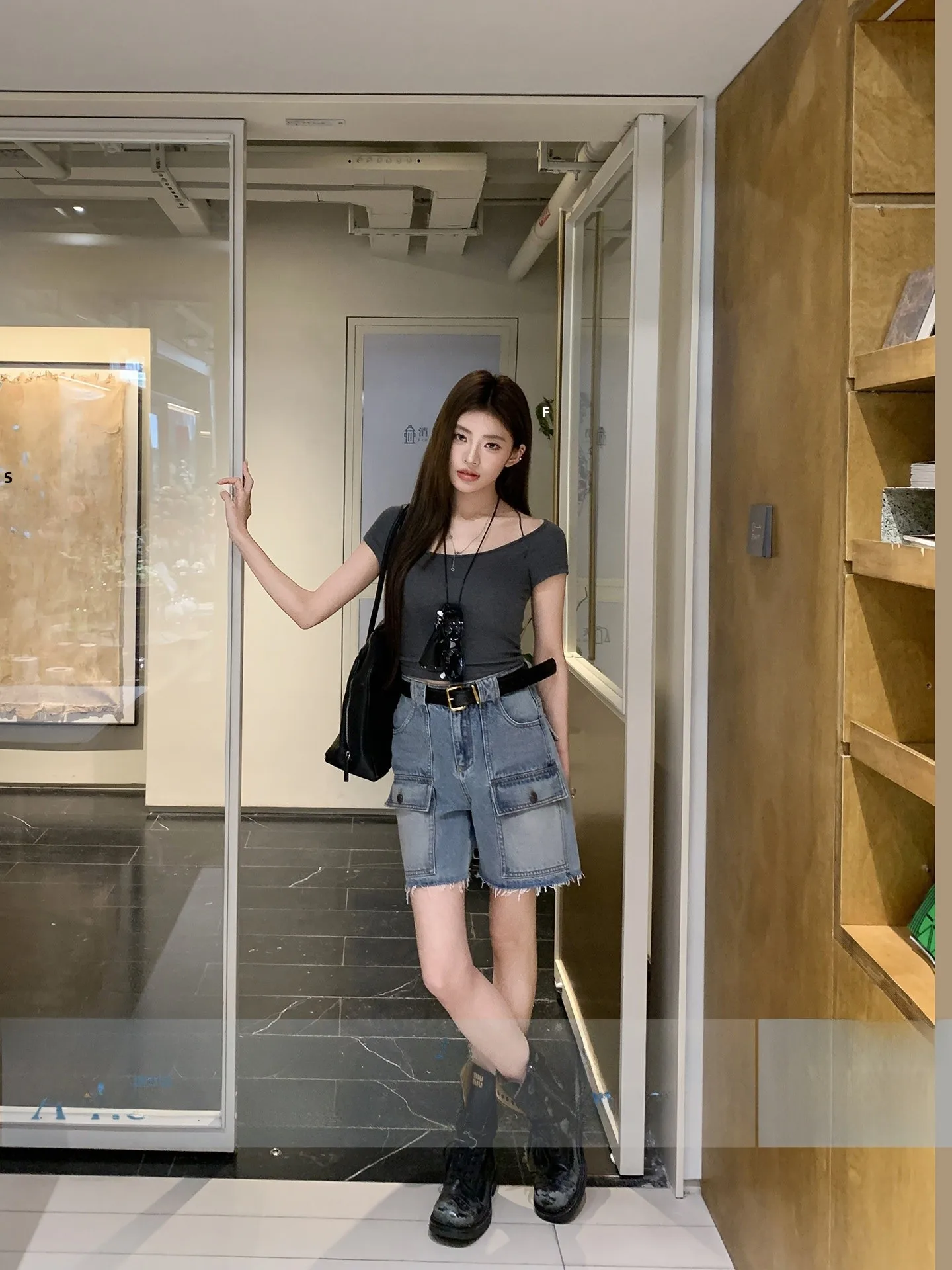 

Vintage Faded Straight Leg Jeans Shorts Women's Small Size Loose Workwear Trousers Earth Store Miu Series Casual Spring Cotton
