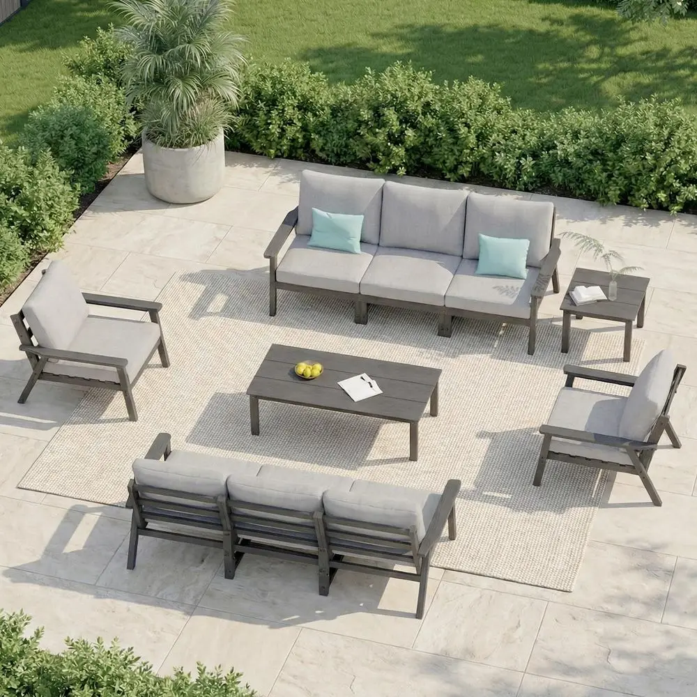 

HDPE Patio Furniture Set,10 Pieces Sectional Outdoor Furniture Set, All Weather Outdoor Couch Set Patio Conversation Set for De