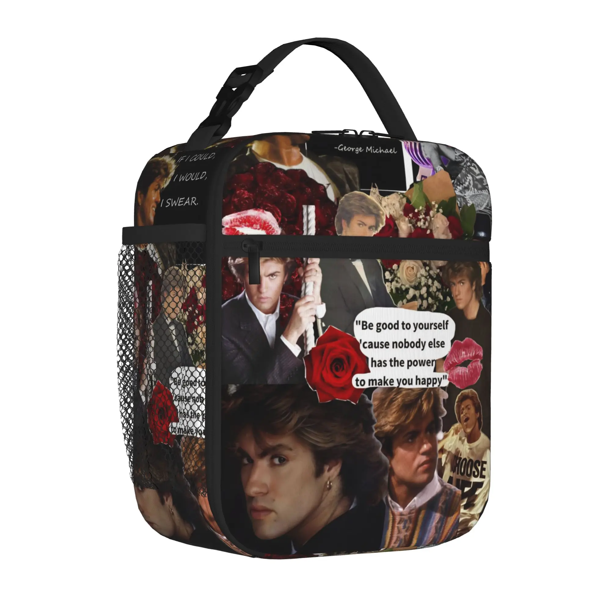 George Michael Singer Legend Tote Insulated Lunch Bag Music Album Portable Food Bags Leakproof Thermal Cooler Washable Bento Box