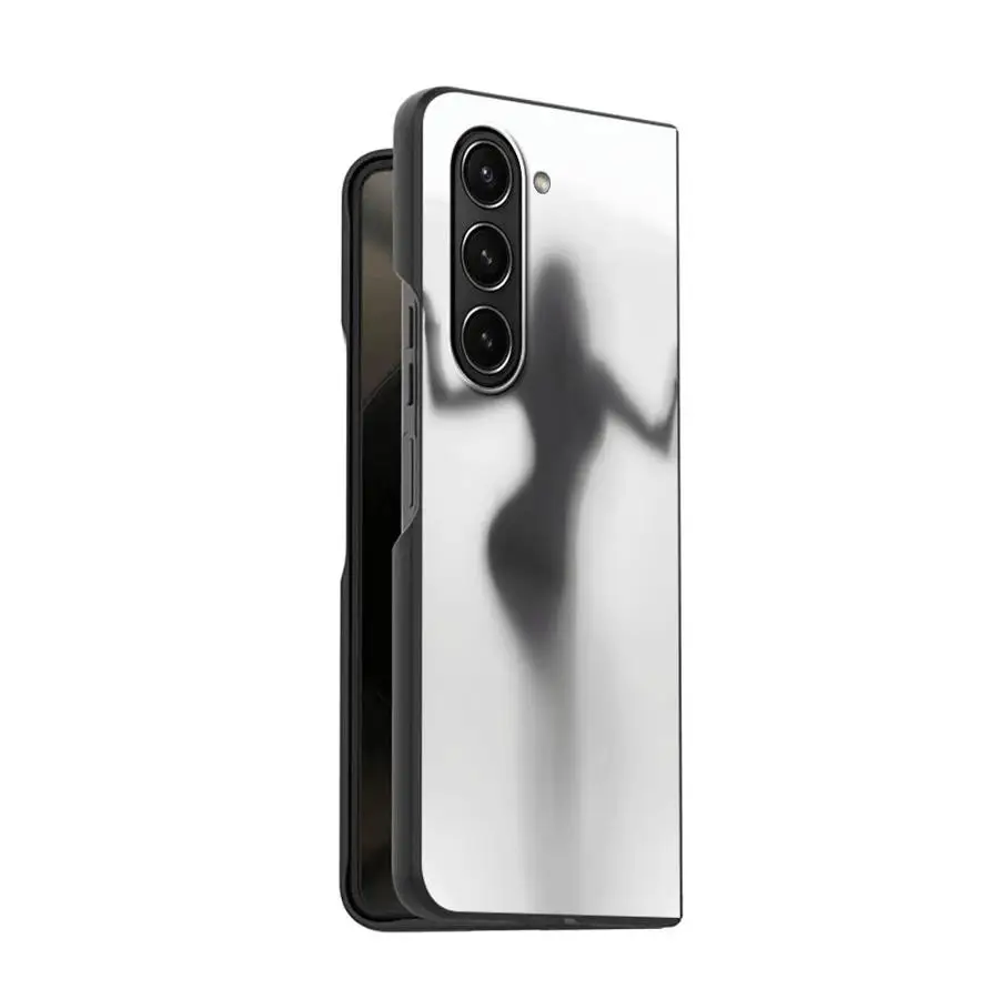 Back Phone Cover Case for Samsung Galaxy ZFold7 ZFold3 Z Fold 7 6 5 4 3 ZFold5 ZFold4 ZFold6 Silhouette Outline Semi Transparent