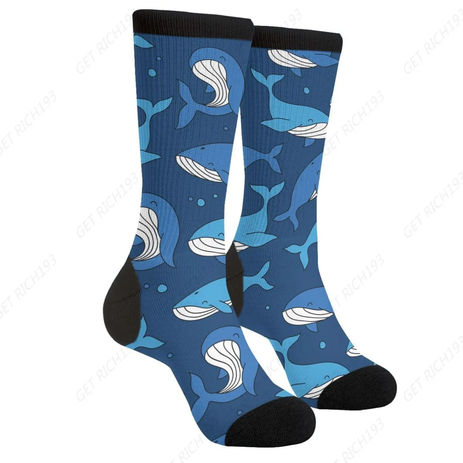 Cute Different Whale Whales Marine Ocean Sea Unisex Casual Funny Novelty Crew Socks Gifts For Men Women