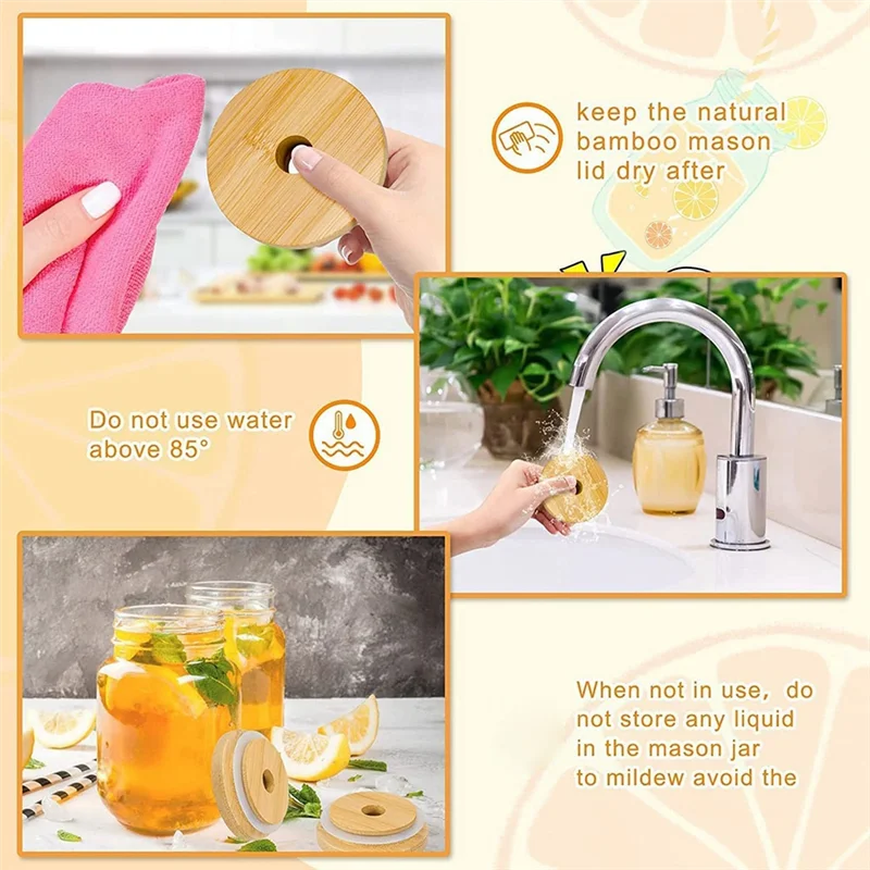 

D9-8 PCS Can Bowl Cover For Beer ,Bamboo Jar Bowl Cover Regular Mouth 70Mm With Straw Hole, Drinking Glass Bowl Cover