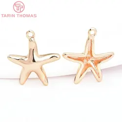 (7919) 10PCS 14x15.5MM 24K Gold Color Brass Starfish Shaped Pendants High Quality DIY Jewelry Making Findings Accessories