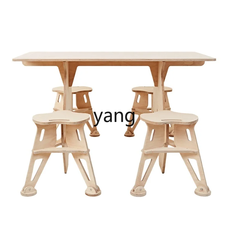 

Yjq Simple Small Apartment Studio Coffee Tea Shop Industrial Style Designer Integrated Solid Wood Dining Tables and Chairs Set