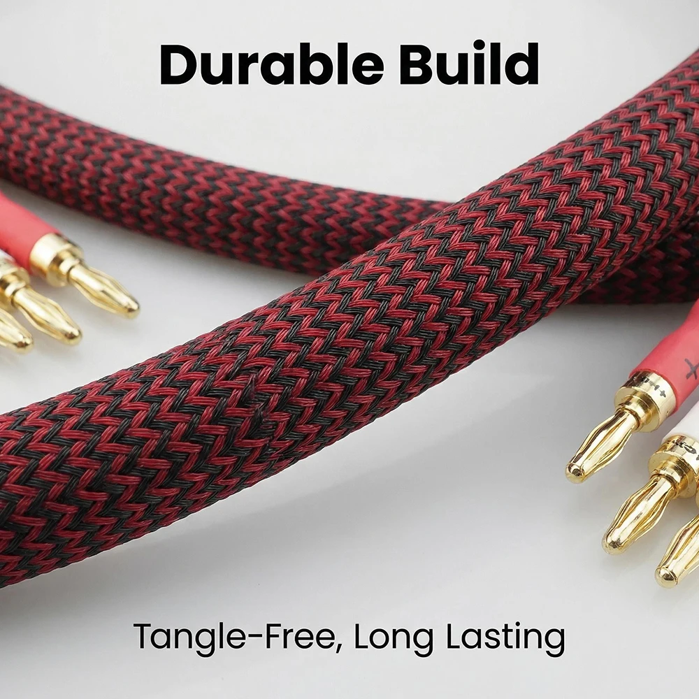 Aouyade Pair 4S11 High Fidelity Oxygen-Free Copper Conductor Dual Wire Speaker Cable 2 to2/ 4 Banana Plugs