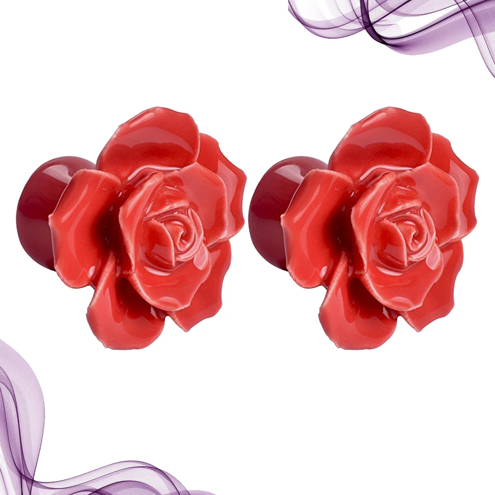 

2Pcs Rose Shape Ceramic Cupboard Drawer Knobs Pull Handles White for Kitchen Cabinet Wardrobe Door Decorative Furniture