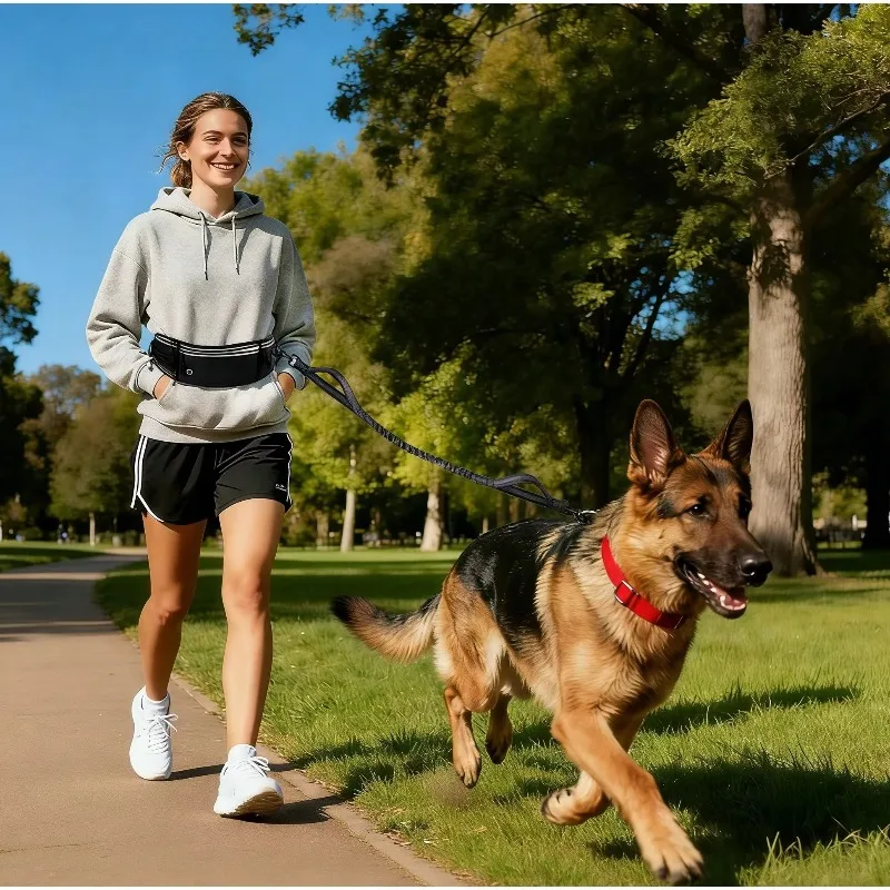 

Adjustable Fashion Rivet Waist Belt Dog Leash Hands- Easy Handle Nylon for Small/Medium/Large Dogs