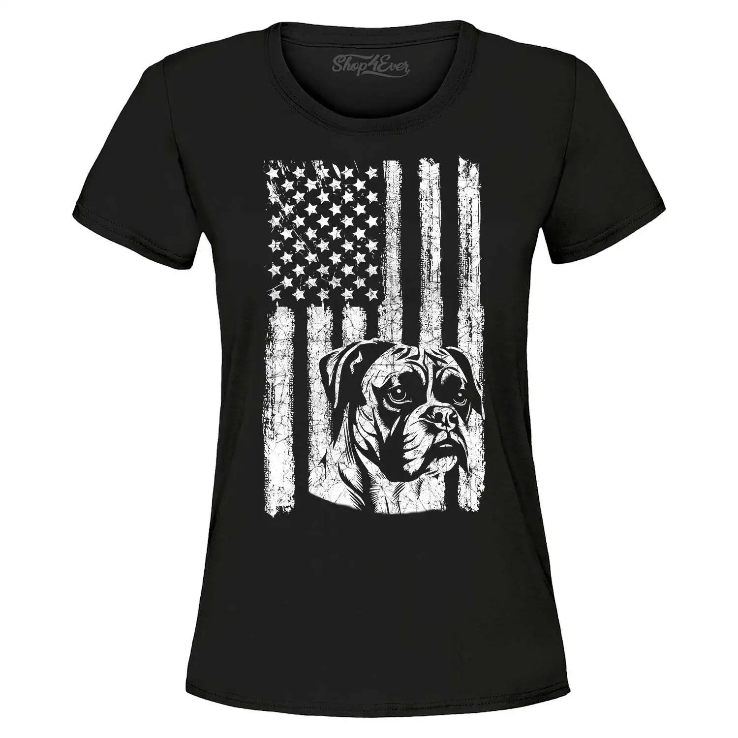 Boxer American Flag Women's T-Shirt USA Shirt