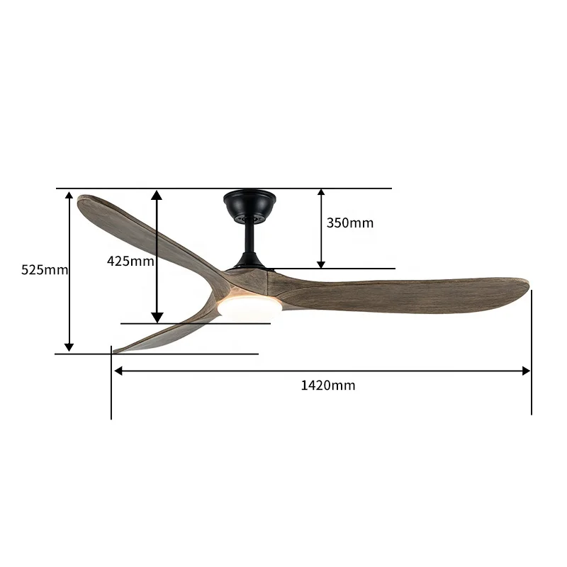 Modern Traditional Chinese Vintage Wooden Blade DC Motor 6-Speed Remote Control Dimmable LED Ceiling Fan Light