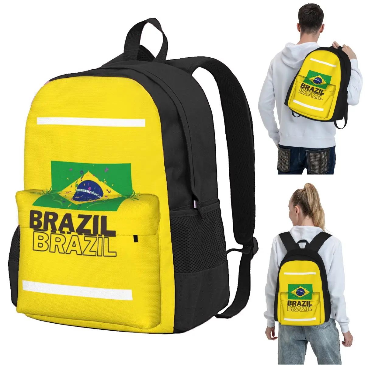Brazil National Flag Backpack Student BookBag Children School Bag Computer Shoulder Bags for Boys Girls
