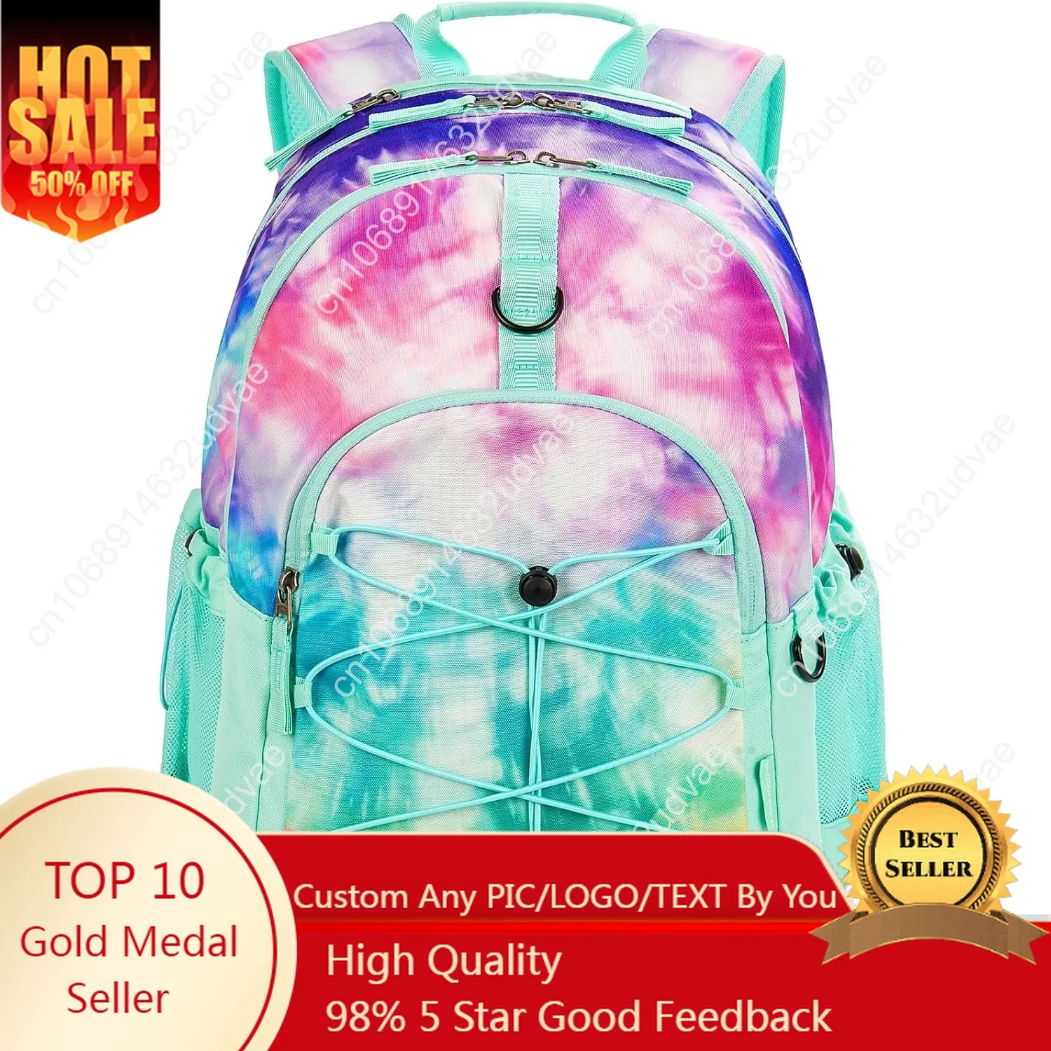 

Choco Mocha Tie Dye Backpack for Teen Girls, Travel School Backpack for Girls Middle School Large Bookbag 18 Inch, Teal Green