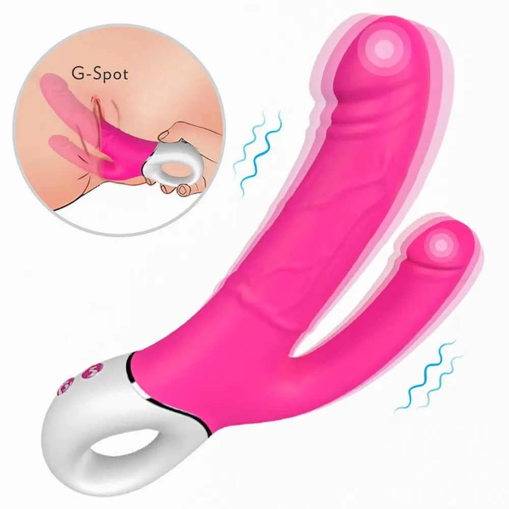 Double penetration vibrator anal clitoris stimulation vibrator