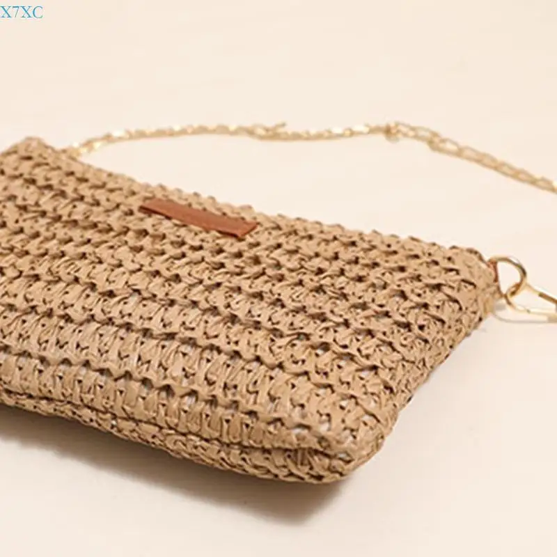 

X7XC Shoulder Bag for Girl Straw Woven Tote Bag Handbag Large Capacity Chain Bag