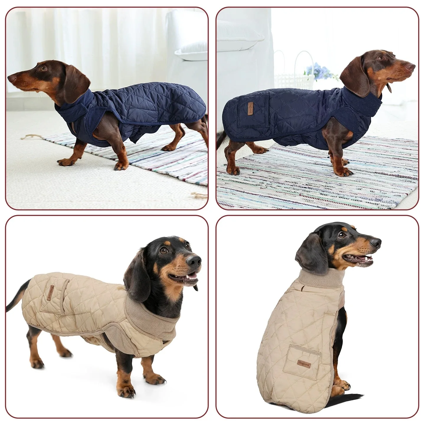 Dachshund Dog Winter Coat with Belly Warmer Thermal Fleece Lined Vest for Long Body Dogs Outdoor Warm Jacket with Snap Buttons