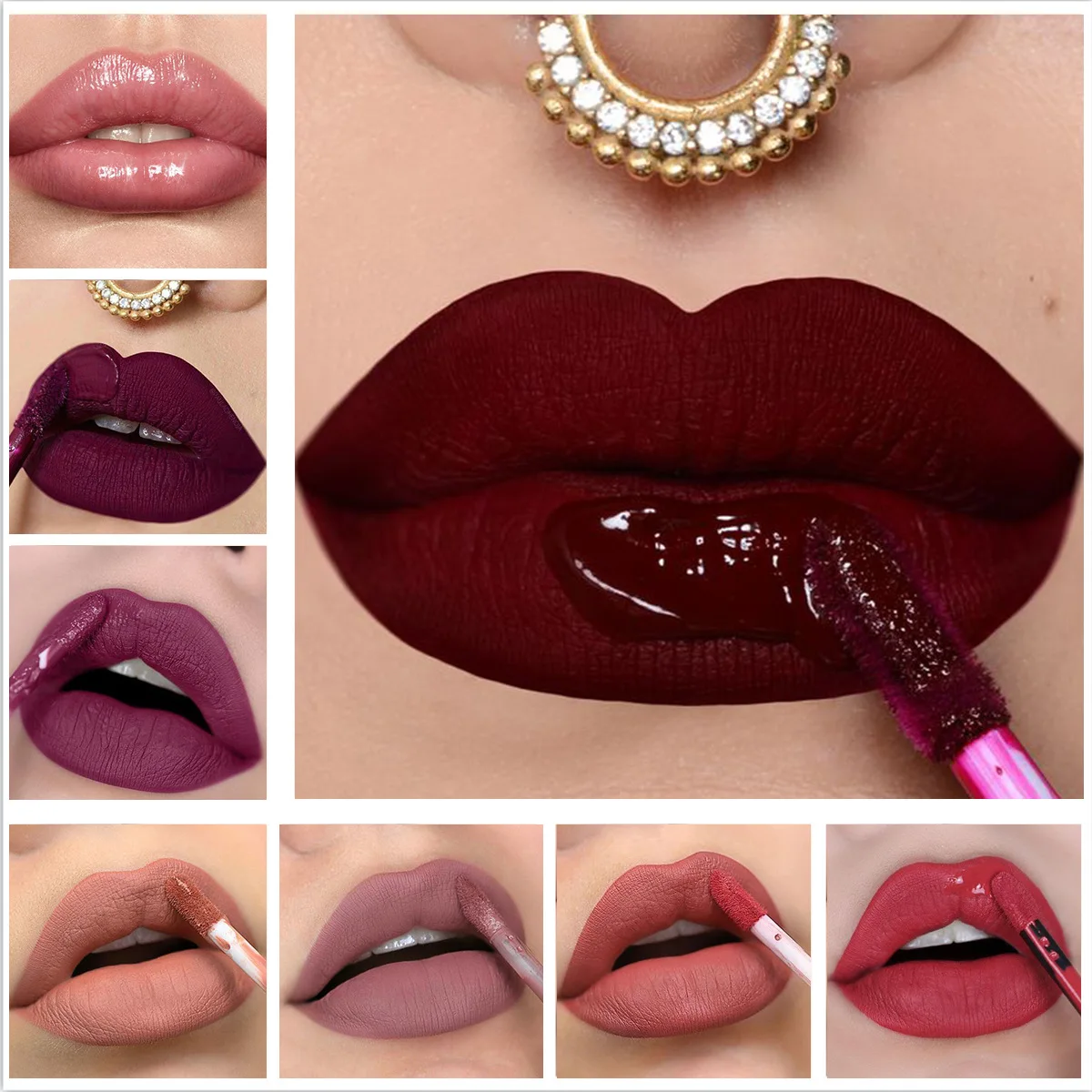 8Colors Nude Matte Liquid Lipsticks Waterproof Long Lasting Lip Gloss Sexy Red Velvet Lip Tint Women Makeup Cosmetics Batom